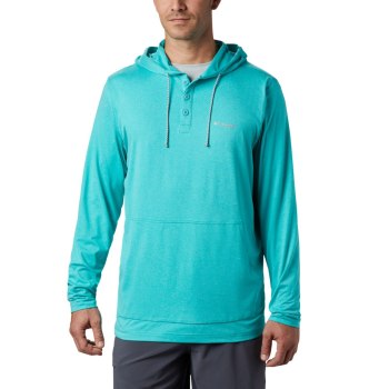 Columbia PFG Slack Tide Henley, Sudaderas Con Capucha Turquesa Claro Para Hombre | 470192-NDZ